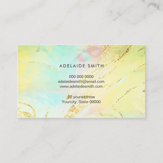 vloeibaar marmer - gele tinten visitekaartje (Achterkant)