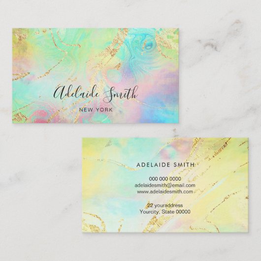 vloeibaar marmer - gele tinten visitekaartje (Voorkant / Achterkant)