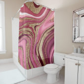 Vloeibaar marmer: goudrood Abstract. Douchegordijn (In situ)