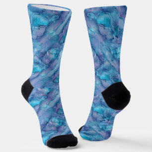 Vloeibaar marmer in blauw sokken