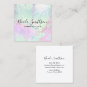 vloeibaar marmer met faux irisdecence vierkante visitekaartje (Voorkant / Achterkant)