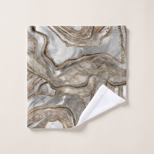 Vloeibaar marmer - parels en goud bad handdoek (Wasdoekje)