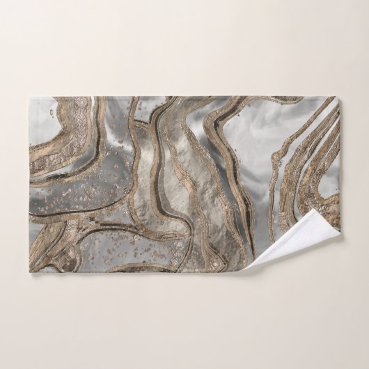 Vloeibaar marmer - parels en goud bad handdoek (Handdoek)