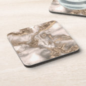 Vloeibaar marmer - parels en goud bier onderzetter (Linkerzijde)