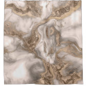 Vloeibaar marmer - parels en goud douchegordijn (Voorkant)