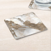 Vloeibaar marmer - parels en goud kartonnen onderzetters (Schuin)