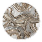 Vloeibaar marmer - parels en goud keramische knop (Voorkant)