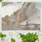 Vloeibaar marmer - parels en goud theedoek (Gevouwen)