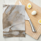Vloeibaar marmer - parels en goud theedoek (Quarter Fold)