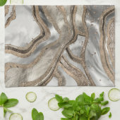 Vloeibaar marmer - parels en goud theedoek (Gevouwen)