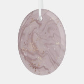 Vloeibaar marmer: Roos Goud Artistry. Glas Ornament (Voorkant links)