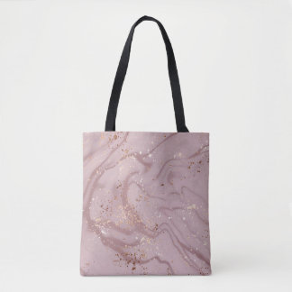 Vloeibaar marmer: Roos Goud Artistry. Tote Bag