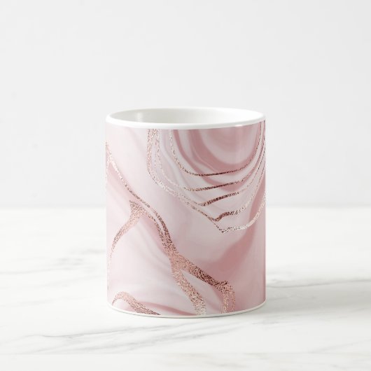 Vloeibaar marmer Roos gouden golven Koffiemok (Center)