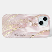 Vloeibaar marmer roze faux gouden folie Case-Mate iPhone case (Achterkant (horizontaal))