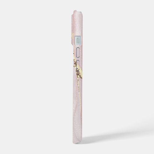 Vloeibaar marmer roze goud iPhone 15 case (Linkerkant)