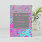 Vloeibaar marmer Vijftig en Fabulous Verjaardag Kaart (Staand voorkant)