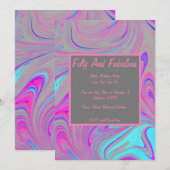 Vloeibaar marmer Vijftig en Fabulous Verjaardag Kaart (Voorkant / Achterkant)