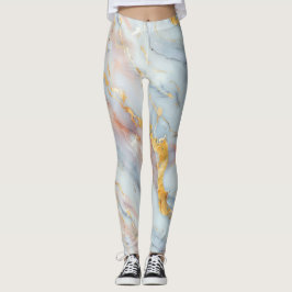 Vloeibaar marmerpatroon met perzik, grijs en goud leggings