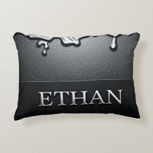 Vloeibaar Metaal Ethan Naam Chroom Glans Drip Accent Kussen