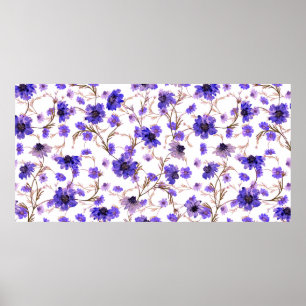 Vloeibaar naadloos patroon met gemarmerde bloemen poster