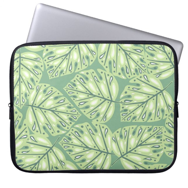 Vloeibaar oerwoud in pastelgroen laptop sleeve (Voorkant)