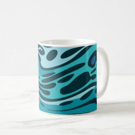 Vloeibaar ontwerp met vloeiende blauwe en aquavorm koffiemok