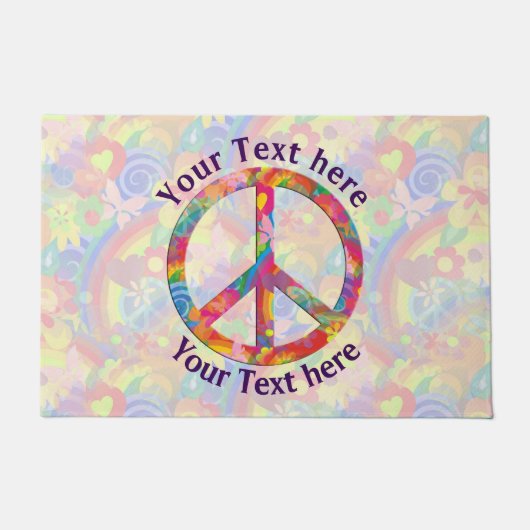 Vloeibaar Power Peace-teken + uw backgr. en ideeën Deurmat (Voorkant)