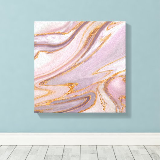 Vloeibaar Roos Marmer en goud Canvas Afdruk (Insitu (Houten vloer))