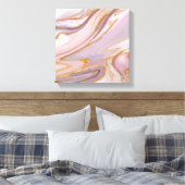 Vloeibaar Roos Marmer en goud Canvas Afdruk (Insitu (Slaapkamer))
