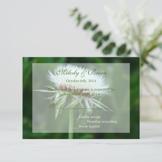  vloeibaar wit plant zaadkop RSVP-kaart RSVP Kaartje (Staand voorkant)