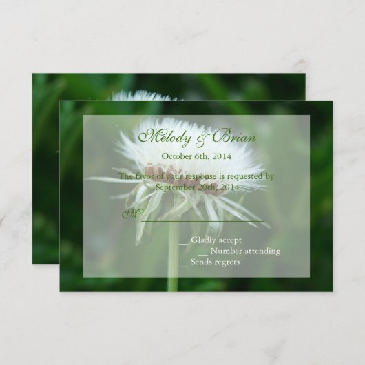  vloeibaar wit plant zaadkop RSVP-kaart RSVP Kaartje (Voorkant / Achterkant)
