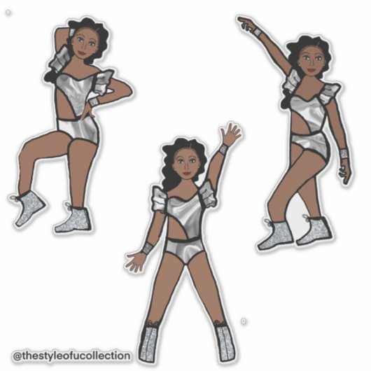 Vloeibaar Zilver Danser #1 Sticker (Voorkant)