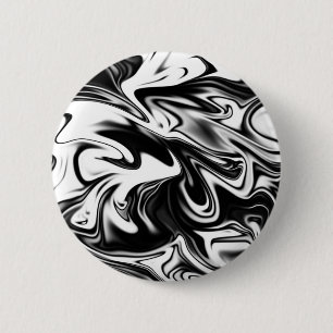 Vloeibaar zwart-wit marmer, ronde button 5,7 cm
