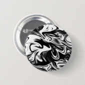 Vloeibaar zwart-wit marmer, ronde button 5,7 cm (Voorkant /achterkant)