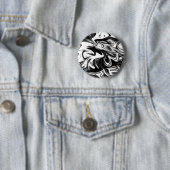 Vloeibaar zwart-wit marmer, ronde button 5,7 cm (In situ)