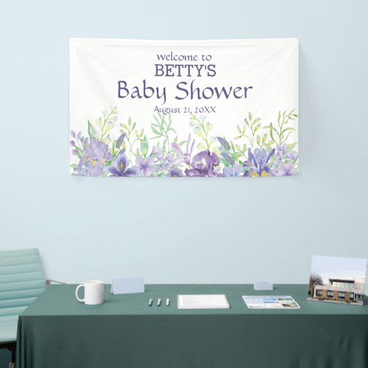 Vloeibaars en paarse bloemen spandoek (Beurs)