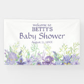 Vloeibaars en paarse bloemen spandoek (Horizontaal)