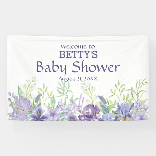 Vloeibaars en paarse bloemen spandoek (Horizontaal)