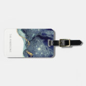 Vloeibare Abstracte alcohol Inkt Gold Navy Glitter Bagagelabel (Voorkant horizontaal)