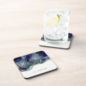 Vloeibare Abstracte alcohol Inkt Gold Navy Glitter Bier Onderzetter (Rechterzijde)