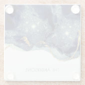 Vloeibare Abstracte alcohol Inkt Gold Navy Glitter Glazen Onderzetter (Achterkant)