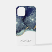 Vloeibare Abstracte alcohol Inkt Gold Navy Glitter iPhone Hoesje (Achterkant)