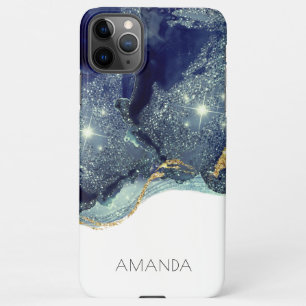 Vloeibare Abstracte alcohol Inkt Gold Navy Glitter iPhone 11Pro Max Hoesje