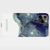 Vloeibare Abstracte alcohol Inkt Gold Navy Glitter iPhone Hoesje (Achterkant horizontaal)