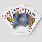 Vloeibare Abstracte alcohol Inkt Gold Navy Glitter Pokerkaarten (Achterkant)