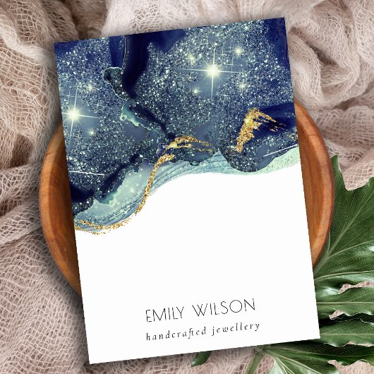 Vloeibare Abstracte goudmarine Glitter Ketting Dis Visitekaartje