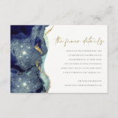 Vloeibare Abstracte goudmarine Glitter Weddenschap Informatiekaartje (Voorkant)