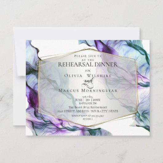 Vloeibare Abstracte inkt Ultra Violet Blauwgroen Kaart (Voorkant)