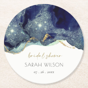 Vloeibare Abstracte inktvis goudsnavel Vrijgezelle Ronde Kartonnen Onderzetter