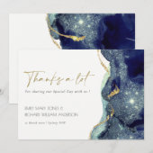 Vloeibare Abstracte inktvis goudzeemacht Glitter W Bedankkaart (Voorkant / Achterkant)